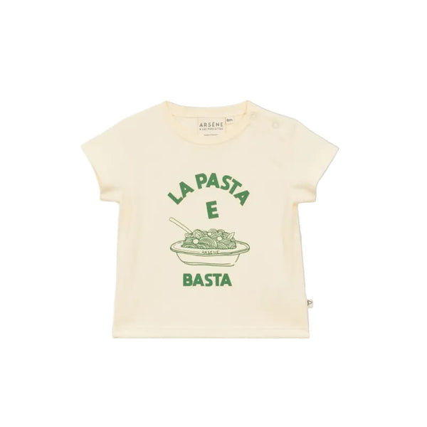 arsene & les pipelettes pasta e basta baby t-shirt kaki