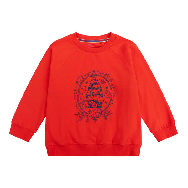 oilily hutt pirate ship sweatshirt red