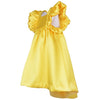 hucklebones twisted sleeve tiered high low dress canary yellow