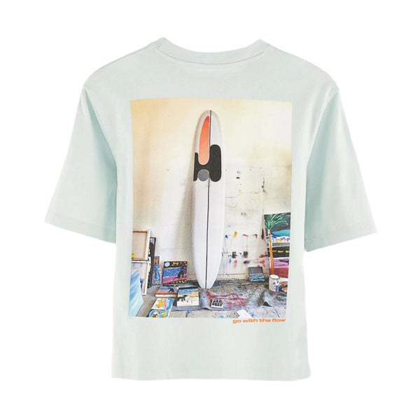 bellerose milow t-shirt aqua/white