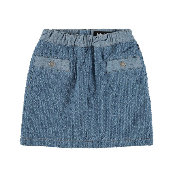 Blue denim skirt with button details