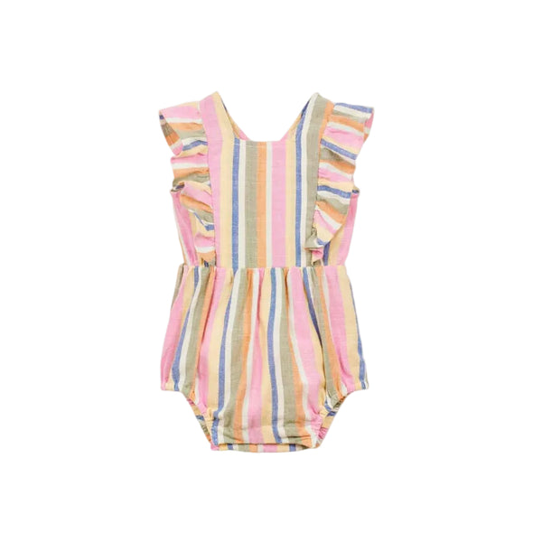 arsene & les pipelettes bayaderes striped baby romper multicolor