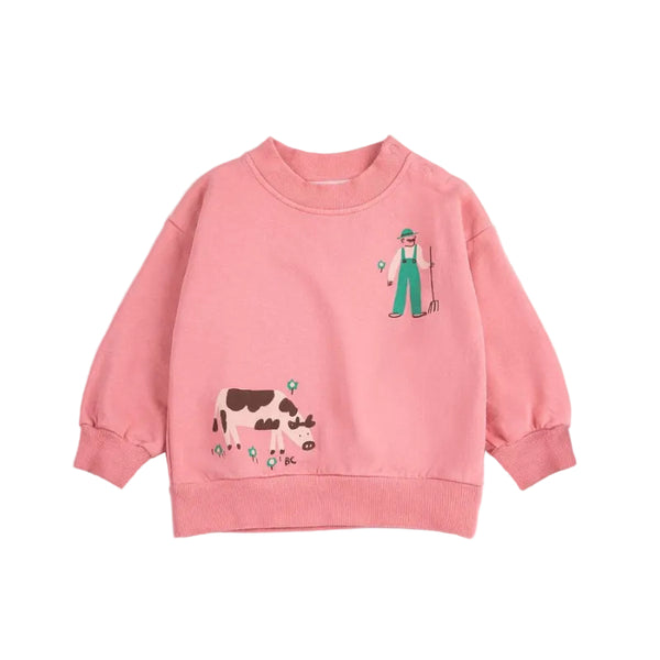 bobo choses farm adventure baby sweatshirt pink