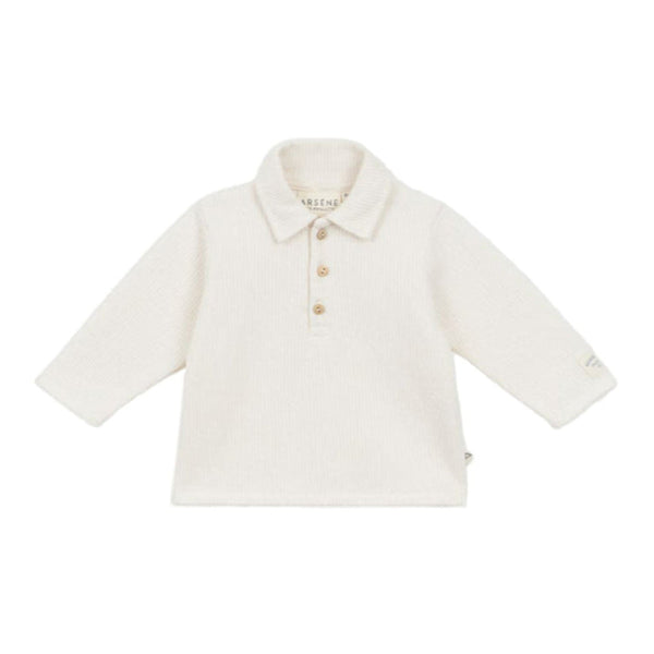 arsene & les pipelettes baby ribbed polo shirt ecru