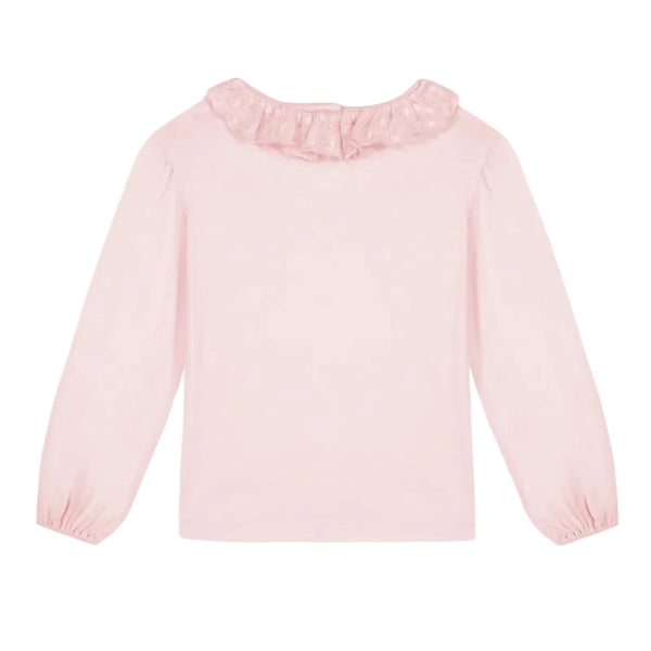 bonton ruffle collar long sleeve t-shirt rose