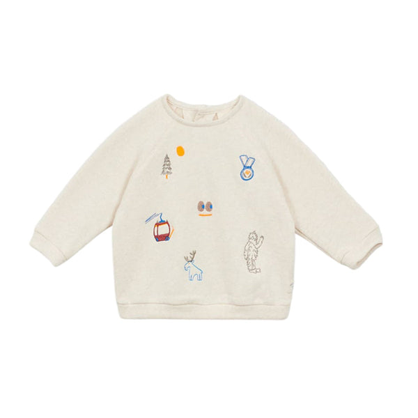 arsene & les pipelettes embroidered baby sweatshirt off-white