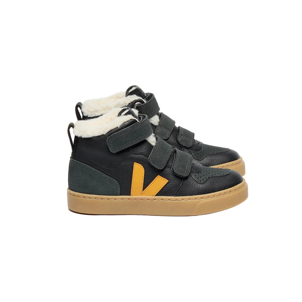 veja v-10 velcro midtop sherpa-lined sneakers black ouro grafite