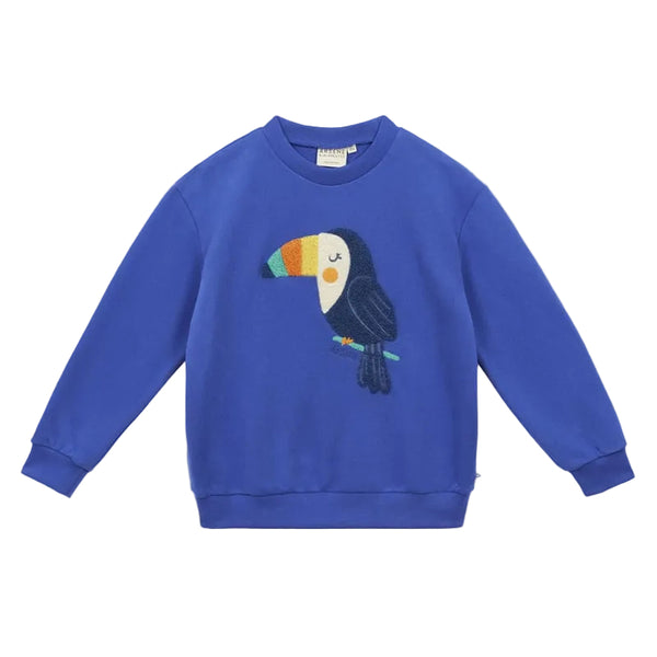 arsene & les pipelettes toucan embroidered sweatshirt cobalt
