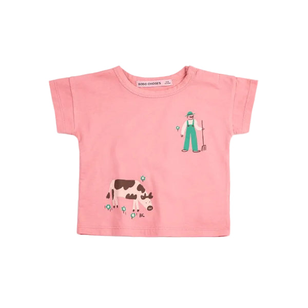 bobo choses farm adventure baby t-shirt pink
