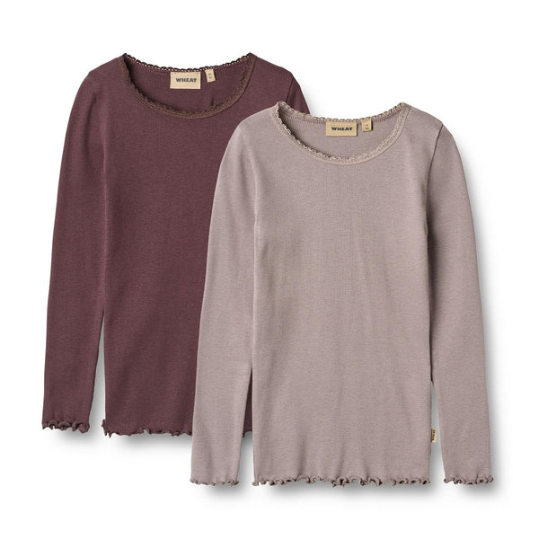 wheat reese rib t-shirt set purple fudge