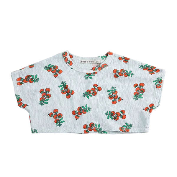 bobo choses juicy tomatoes all over cropped t-shirt blue