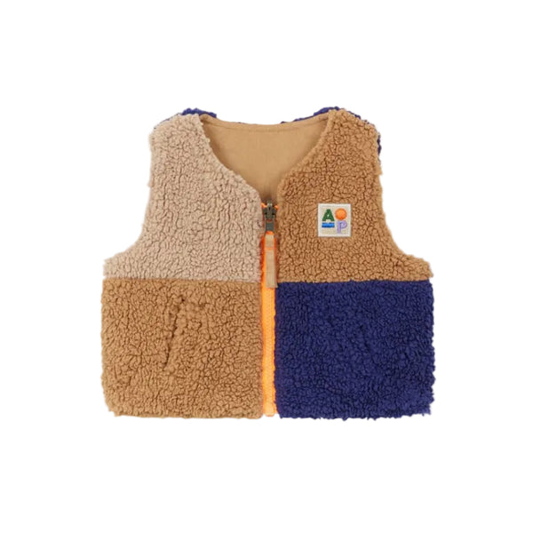 arsene & les pipelettes reversible baby sherpa vest camel