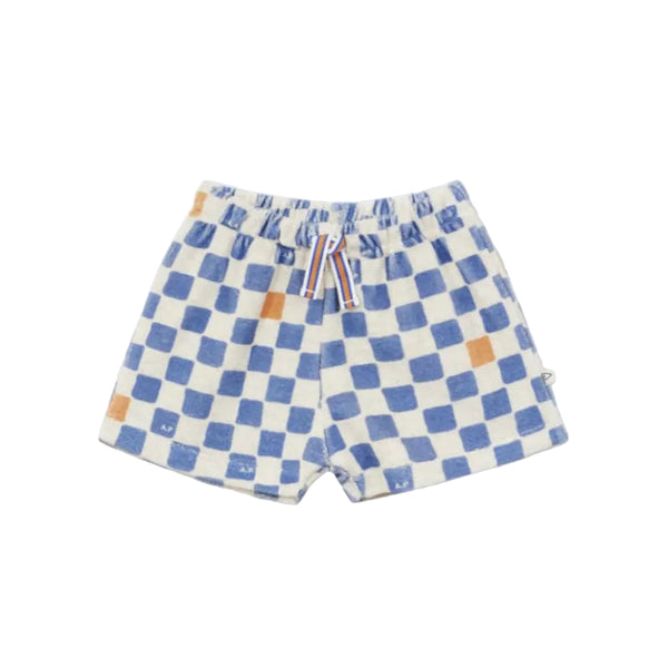 arsene & les pipelettes checked baby shorts cobalt blue