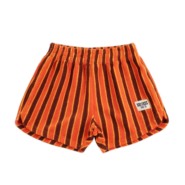 bobo choses striped terry shorts brick/orange