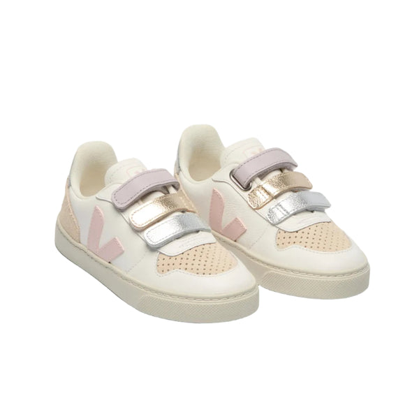 veja small v-10 velcro chromefree sneakers white petale