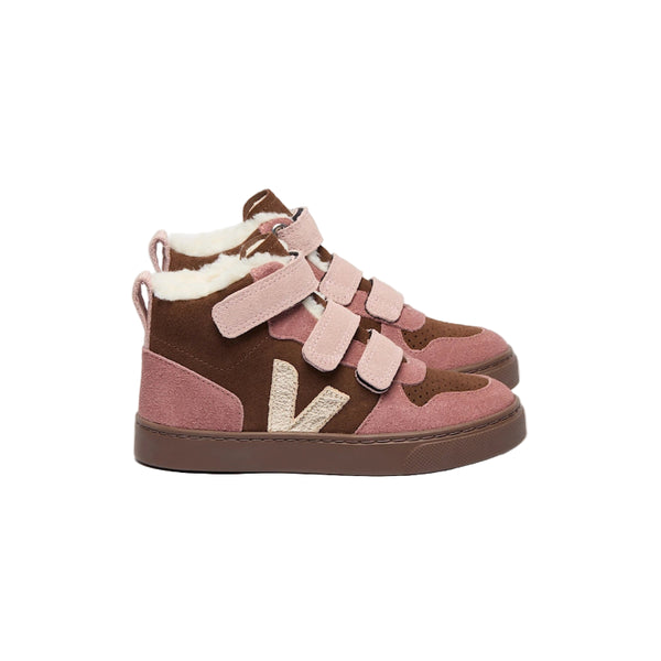 veja v-10 velcro midtop sherpa-lined sneakers walnut platine bark