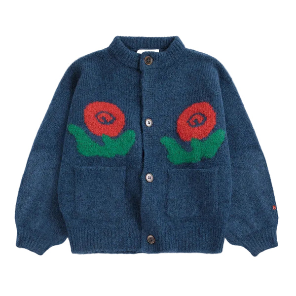 bobo choses stamp bloom cardigan navy blue