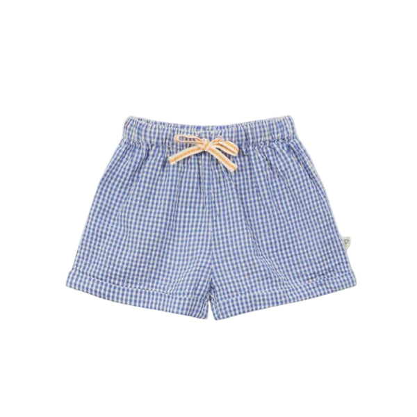 arsene & les pipelettes gingham baby shorts cobalt blue