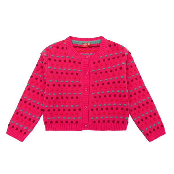 oilily vera dot cardigan bright pink