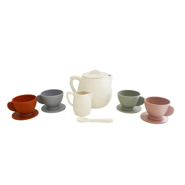 silicone play tea set cream multi mix