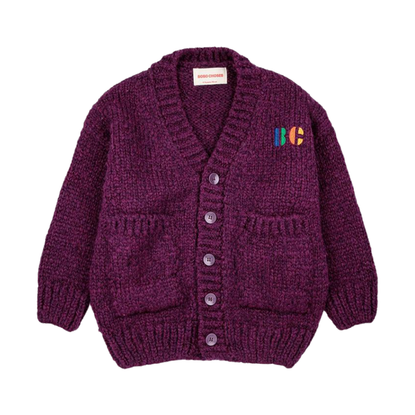 bobo choses big b cardigan plum