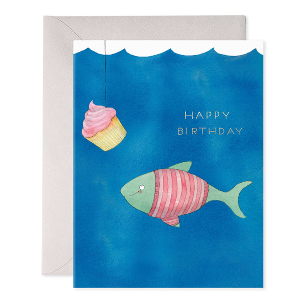 cupcake bait birthday greeting card