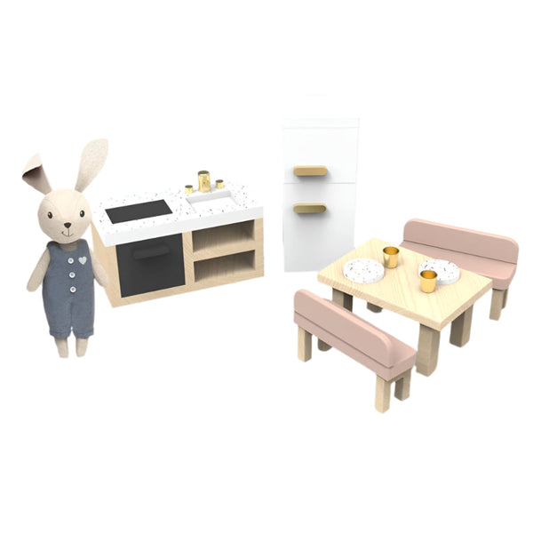 bunny and doll house kitchen set