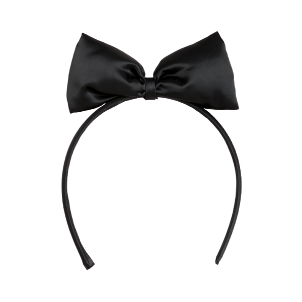 mini rodini satin bow headband black
