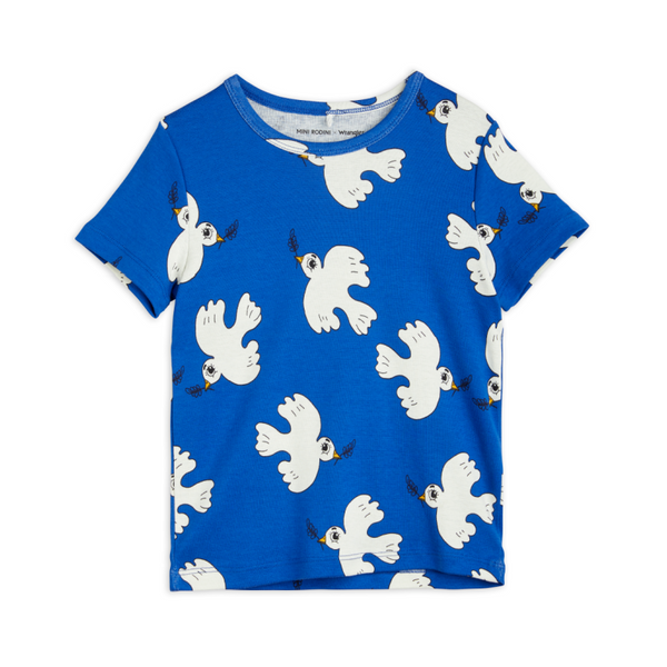 mini rodini x wrangler peace dove aop ss tee blue