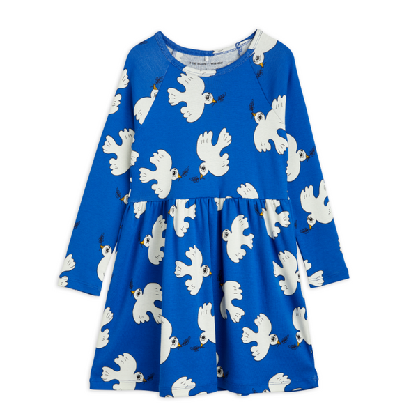 mini rodini x wrangler peace dove aop ls dress blue