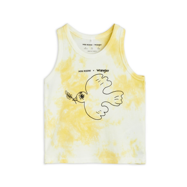 mini rodini x wrangler peace dove tank yellow tie dye