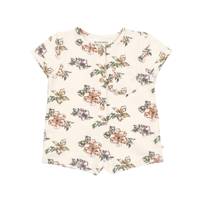 the new society rancho baby romper hibiscus