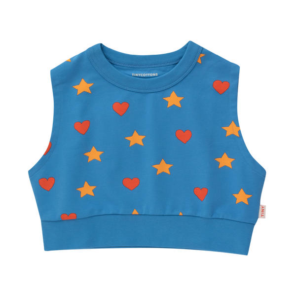 tinycottons hearts stars sleeveless sweatshirt blue
