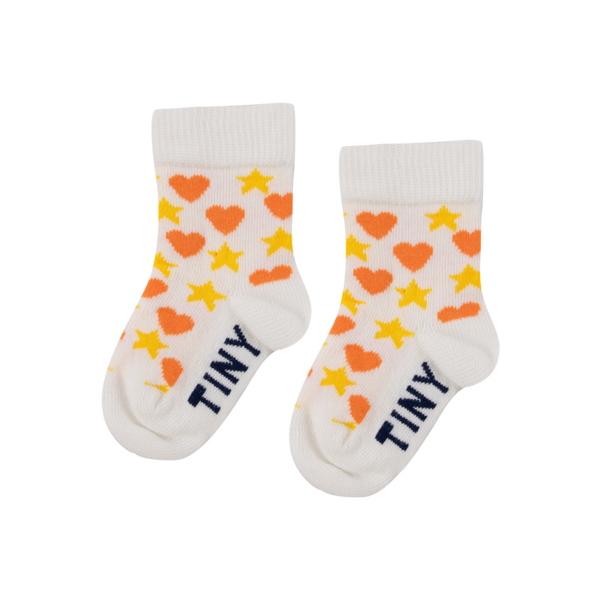 tinycottons hearts stars medium baby socks off white