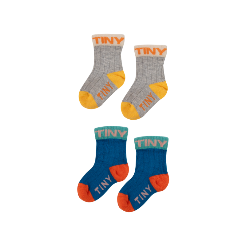 tinycottons colorblock baby socks pack ultramarine/heather grey