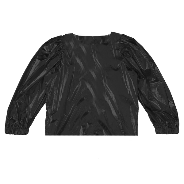 caroline bosmans metallic black top, fashion trends tops shirts for kids girls, new fall winter collections children's clothing at kodomo boston, free shipping