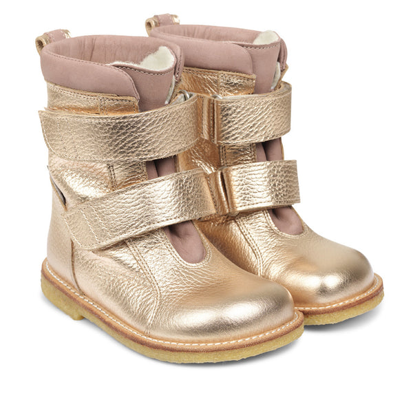 angulus tex-boot with velcro straps light copper/rose - kodomo boston. free shipping.