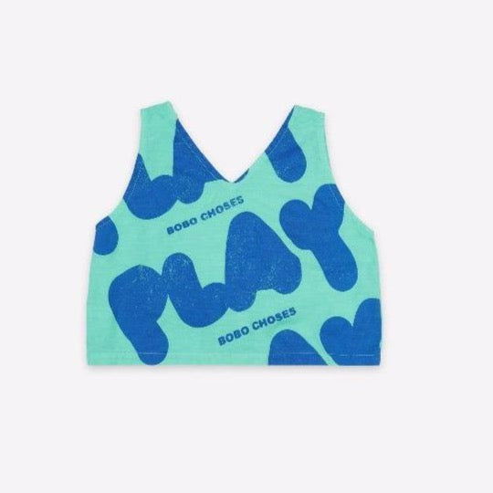 bobo choses play allover woven top, kid's tank blouse
