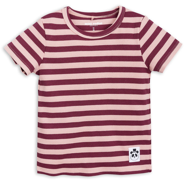 mini rodini stripe rib short sleeve tee pink - kodomo