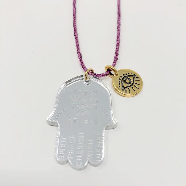 atsuyo et akiko evil eye necklace pink