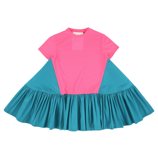 caroline bosmans t-shirt dress pink and turquoise