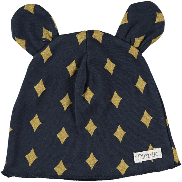 picnik baby cap allover diamonds navy