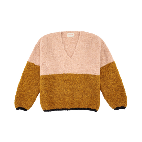 bobo choses womens color block v-neck jumper peach