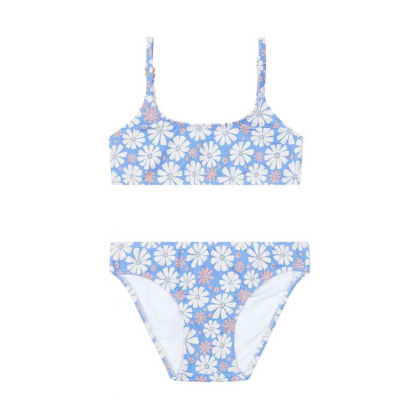hundred pieces daisies printed bikini blue