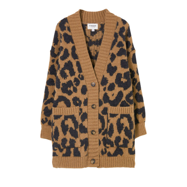 finger in the nose aliena long cardigan leopard