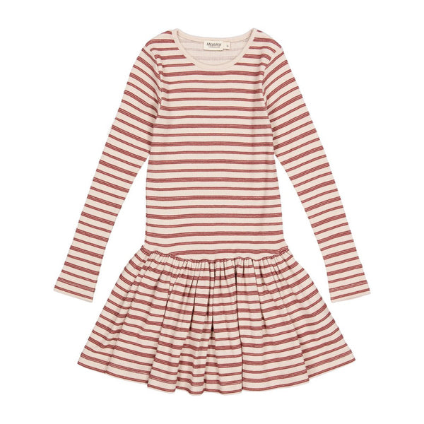 marmar copenhagen deanie long sleeve dress wine stripe