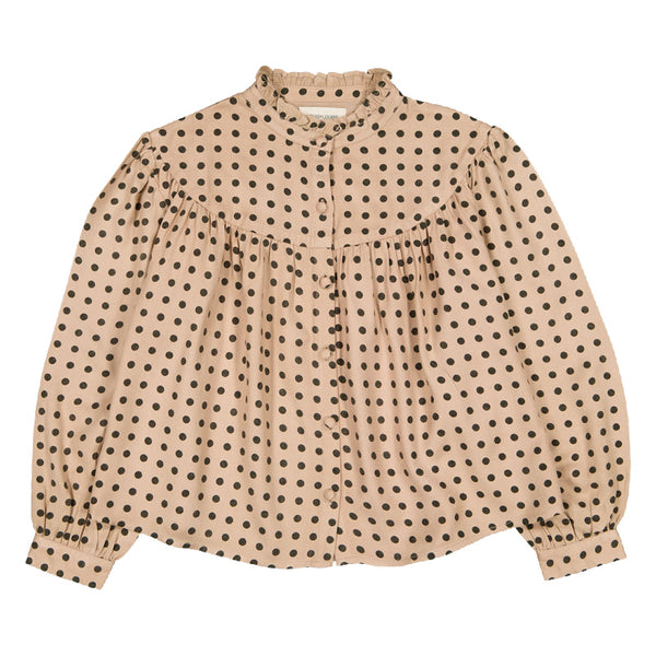 louis louise martine polka dot blouse blush