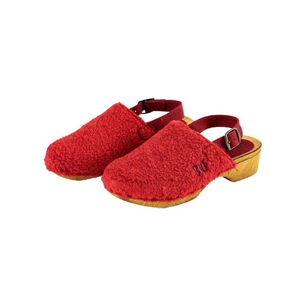 bobo choses sheepskin clogs red