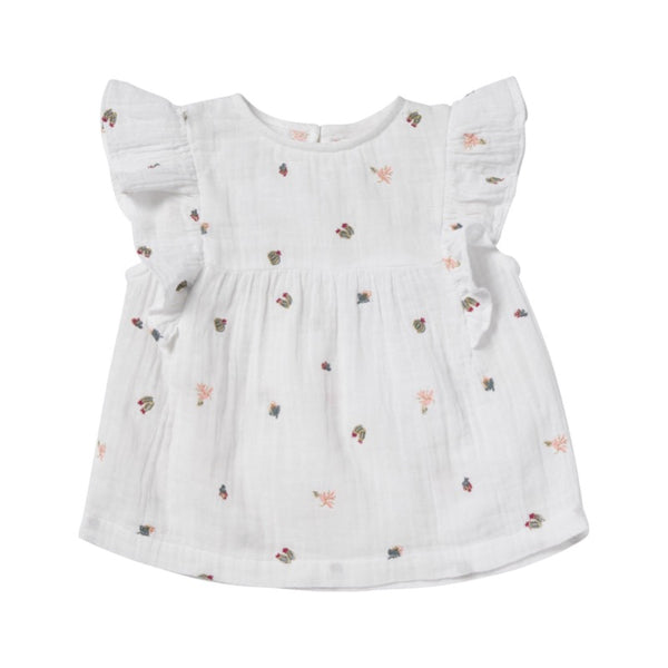 bonheur du jour celeste blouse white, spring summer 2020 girls and tweens clothing from bonheur du jour at kodomo boston, free shipping
