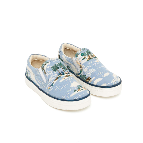 bonton hawaii slip-on sneaker blue, free shipping kodomo boson